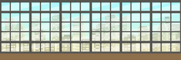 Seamless interior background with windows, panorama