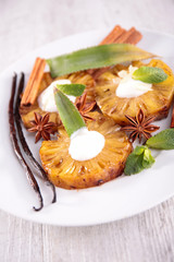 roast pineapple and cream