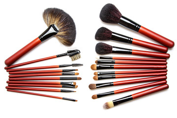 Professional makeup brushes with natural fur