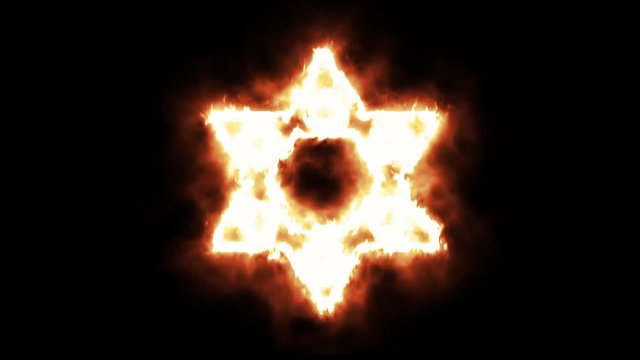 Star of David Symbol Lighting up and Burning in Flames
