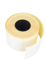 Sticky label rolls. On white, isolated background.