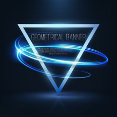 Geometrical banners with neon lights 