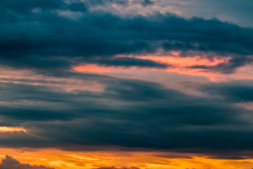 colorful dramatic sky with cloud at sunset