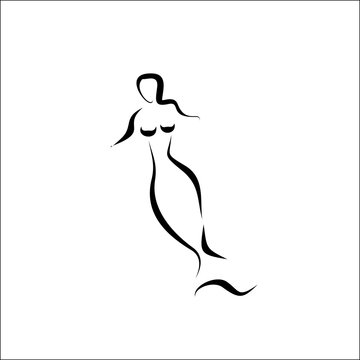 mermaid female shape vector icon