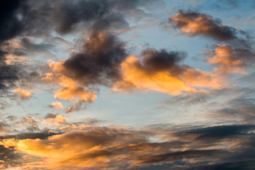 colorful dramatic sky with cloud at sunset