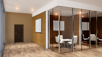  The Conceptual offices. Office array. 3d rendering.