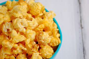 Pop corn in cup.