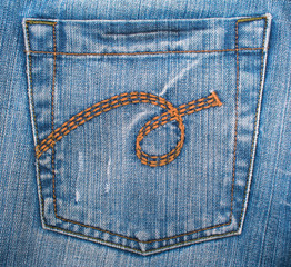 Blue jeans fabric with pocket as background