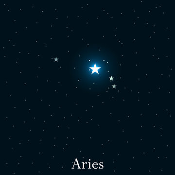 Aries zodiac sign. Bright stars in the cosmos. Constellation Aries. Vector illustration.