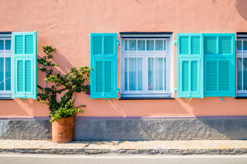 Typical blue windows in Italy