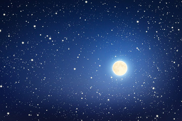 Naklejka na ściany i meble Moon and stars in the sky.