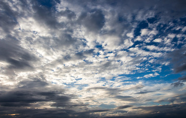 colorful dramatic sky with cloud at sunset