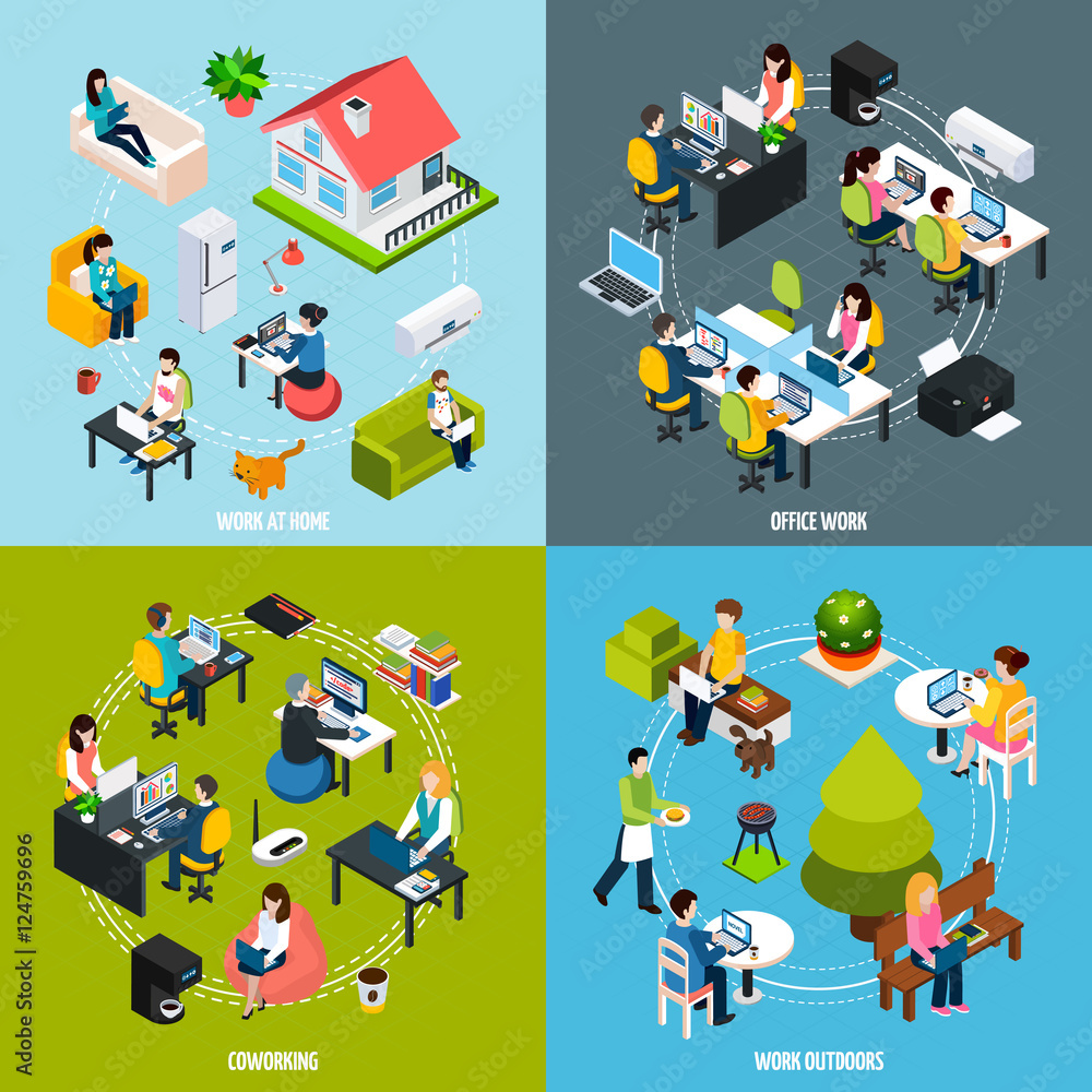 Wall mural  Coworking Concept Icons Set