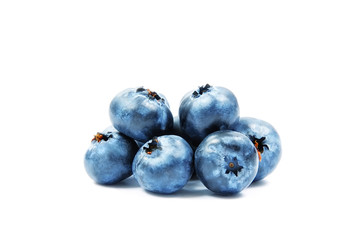 Fresh Forest Blueberries Isolated on White.