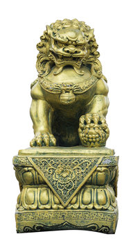 Pi Xiu or gold dargon statue on white background, Clipping path