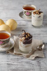 delicious coffee with pear ice dessert