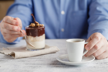 delicious coffee with pear ice dessert