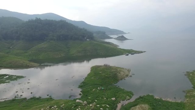 Rock And Lake Aerial Footage