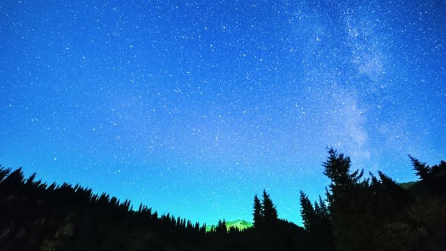 Milky Way with stars in the Mountains Kazakhstan. 4K TimeLapse - September 2016, Almaty and Astana, Kazakhstan