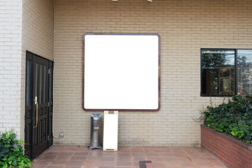 Large blank billboard on a street wall, banners with room to add your own text