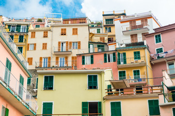 Fototapeta na wymiar Manarola buildings view, Italy