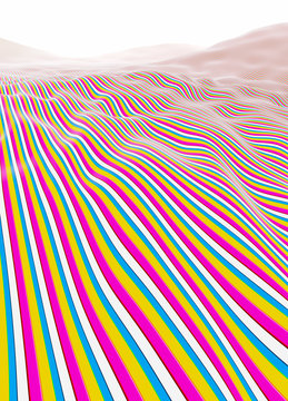 Colorful lines stripes, fading to white horizon