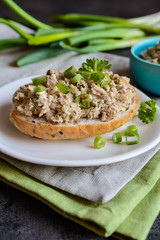 Duck meat spread with onion, mustard and herbs