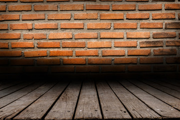 Brick Wall and wood paneled floor backdrop design