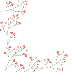 frame of branches with Leaves and flowers. Nature floral garden and decoration theme. Isolated design. Vector illustration