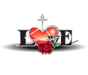 Love roses, heart tattoo designs.