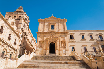 Panoramic view of the Church of Saint Francis Immaculate in the Noto, Sicily
