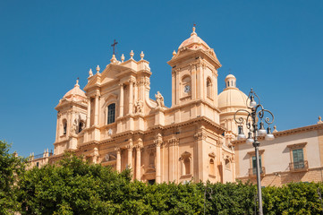 Fototapeta na wymiar Noto Cathedral is a Roman Catholic cathedral in Noto in Sicily, Italy