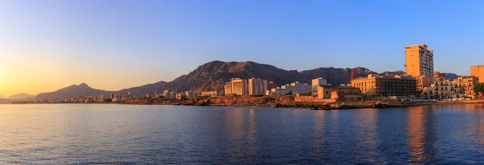 Poster Morning Panorama with Sunrise at the City of Palermo in Sicily w © andiz275