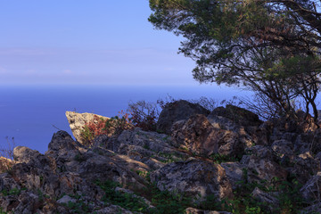 View on the Sea from the Hills in Sicily