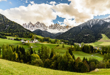 View of Odle mountain in autumn