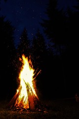 Magical summer night around a bonfire