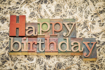 Happy Birthday in letterpess wood type