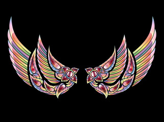 Thailand wings tattoo design on black.
