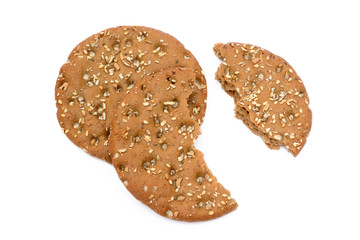 Healthy cereal bread isolated on white background