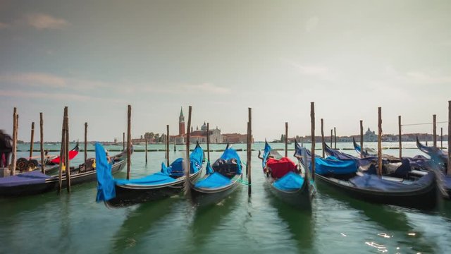 summer day famous palazzo ducale bay gandola parking panorama 4k time lapse italy
