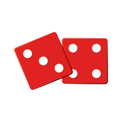 red two dices cube icon over white background. gambling games design. vector illustration