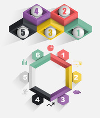 Vector elements step by step diagram data