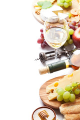 Wine, grape, cheese and honey