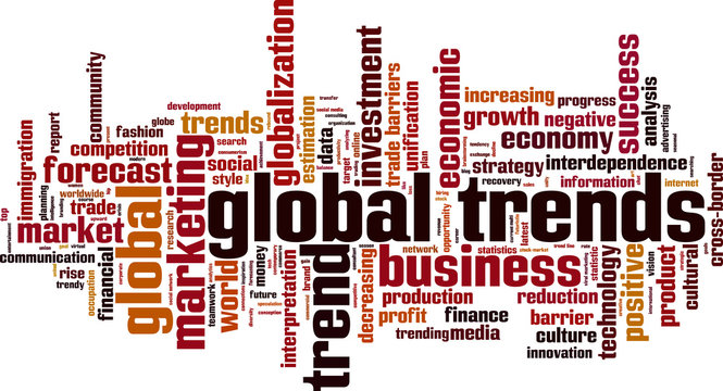 Global trends word cloud concept. Vector illustration