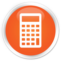 Calculator icon orange glossy round button