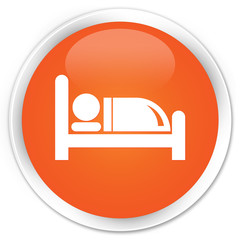 Hotel bed icon orange glossy round button