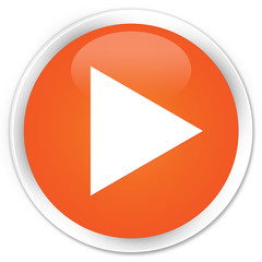 Play icon orange glossy round button