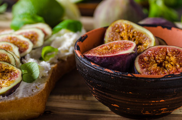 Fresh baguette with figs