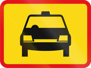 Temporary road sign used in the African country of Botswana - The primary sign applies to taxis