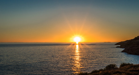 Fototapeta na wymiar Sunset against the backdrop of the Atlantic Ocean in France